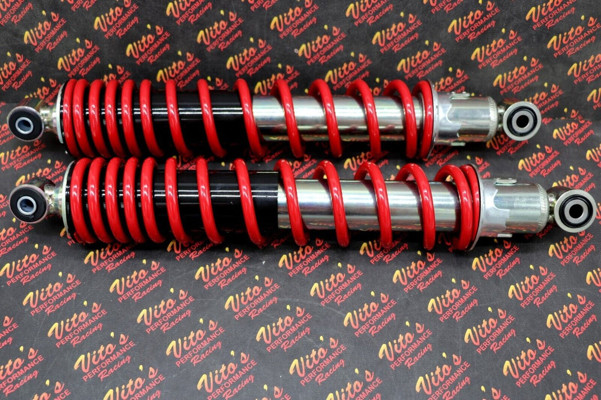2 x NEW FRONT SHOCKS Yamaha Raptor 660 660r 2001-2005 ATV springs 15.5" RED 2