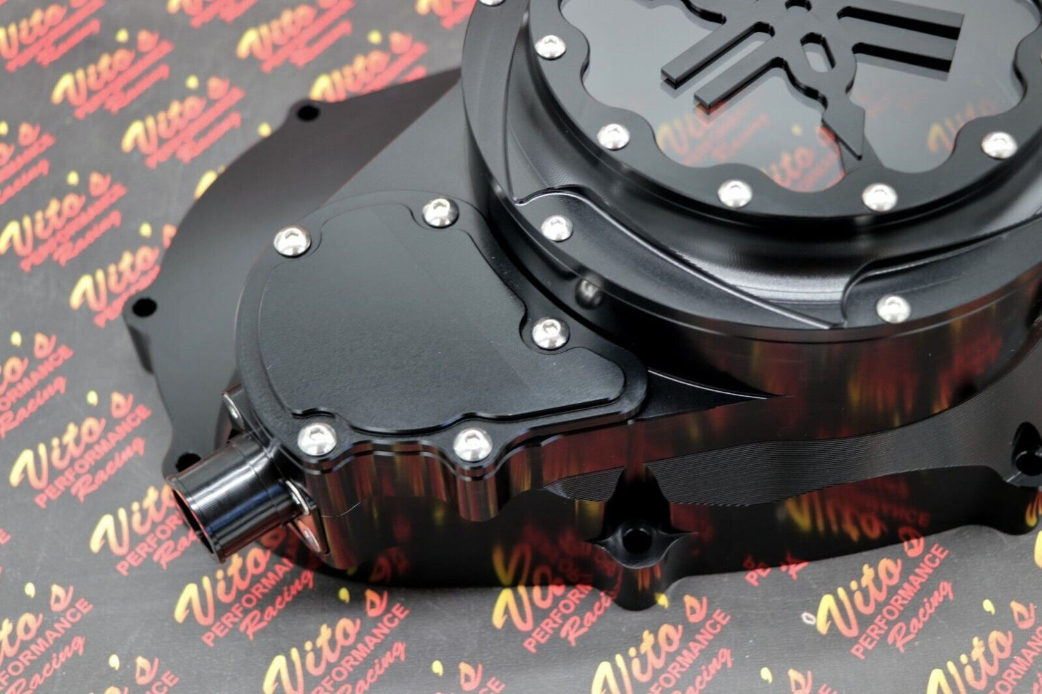 Billet aluminum Yamaha Banshee lock up CLUTCH COVER clear window BLACK + LOGO 8