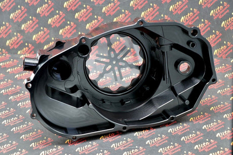 Billet aluminum Yamaha Banshee lock up CLUTCH COVER clear window BLACK + LOGO 10