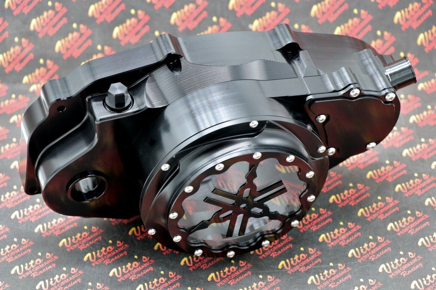 Billet aluminum Yamaha Banshee lock up CLUTCH COVER clear window BLACK + LOGO 12