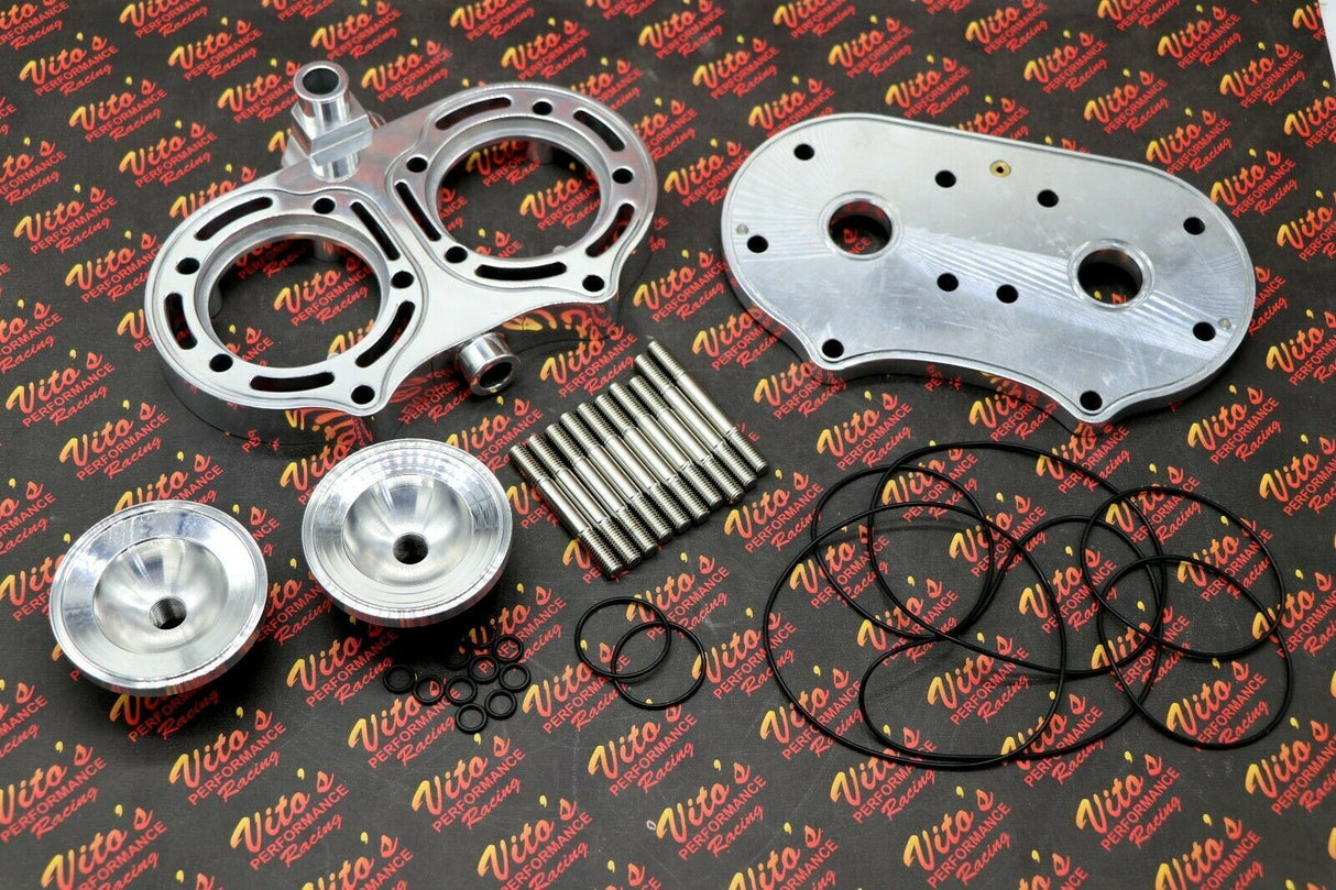 Polished COOL HEAD aftermarket billet aluminum 1987-2006 Banshee + 19cc DOMES 2