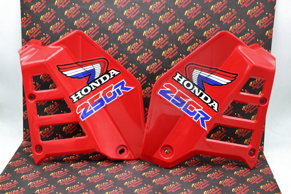 Radiator Shrouds tank plastic guards Honda ATC250R 1985 1986 RED + sticker kit 2