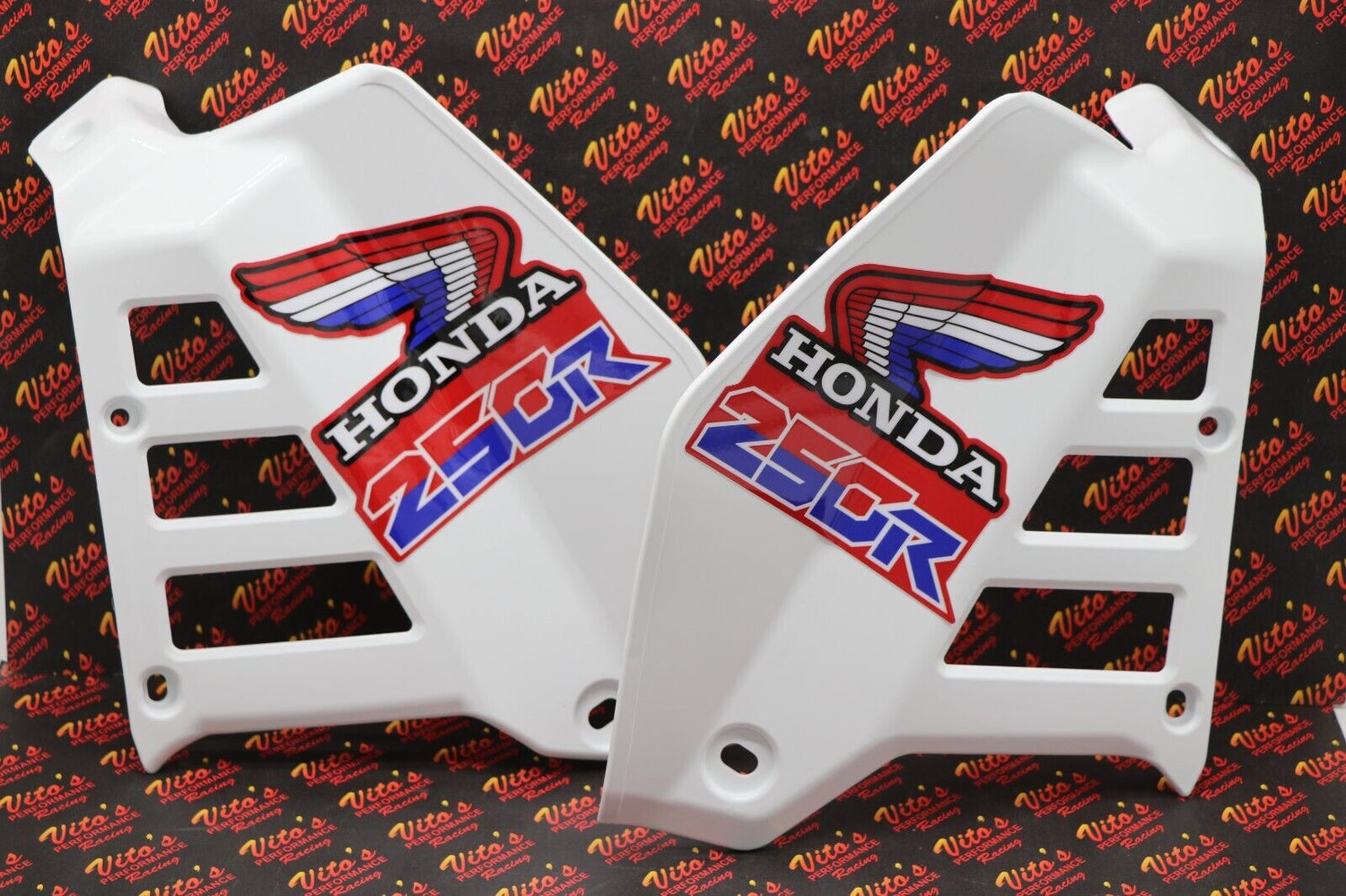 Radiator Shrouds tank plastic guards Honda ATC250R 1985 1986 WHITE + sticker kit 1