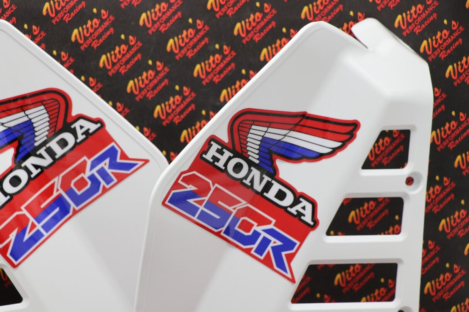 Radiator Shrouds tank plastic guards Honda ATC250R 1985 1986 WHITE + sticker kit 5