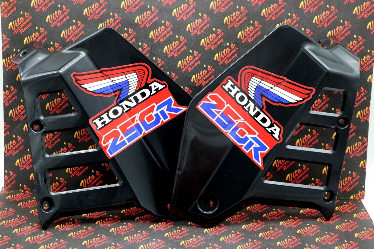 Radiator Shrouds tank plastic guards Honda ATC250R 1985 1986 BLACK + sticker kit 1
