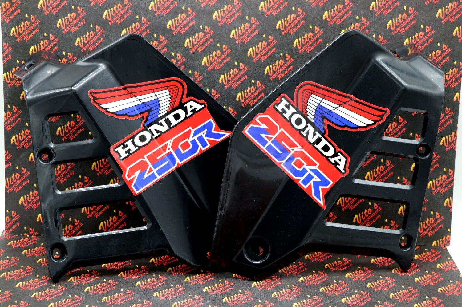Radiator Shrouds tank plastic guards Honda ATC250R 1985 1986 BLACK + sticker kit 1