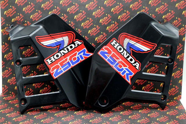 Radiator Shrouds tank plastic guards Honda ATC250R 1985 1986 BLACK + sticker kit 1