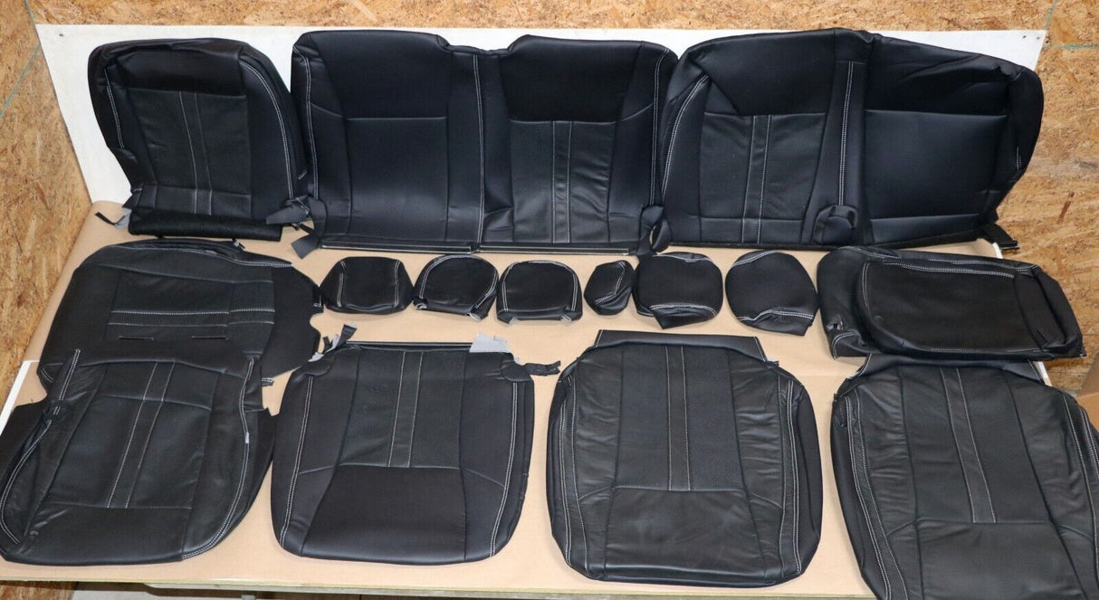 2015-20 Ford F-150 XLT SuperCrew Black Leather Seat Covers Factory Style Upgrade 1