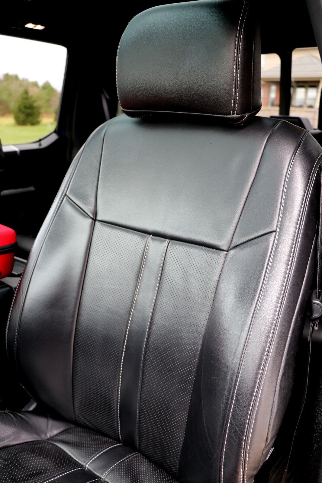 2015-20 Ford F-150 XLT SuperCrew Black Leather Seat Covers Factory Style Upgrade 3