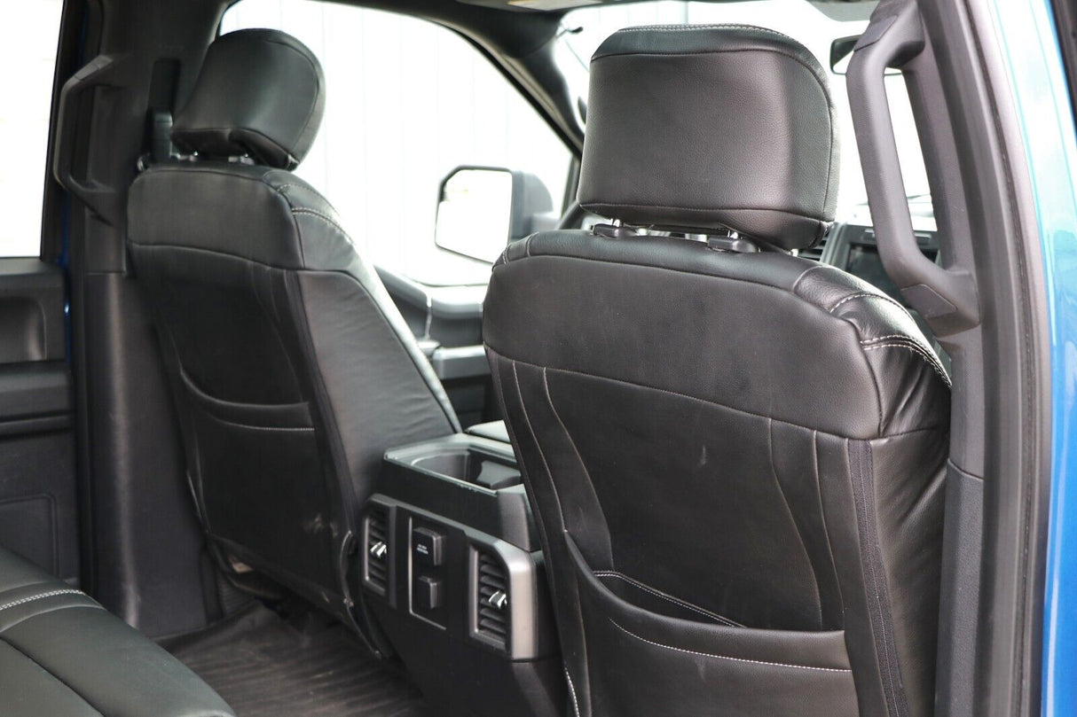 2015-20 Ford F-150 XLT SuperCrew Black Leather Seat Covers Factory Style Upgrade 4