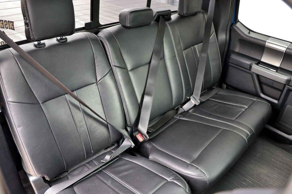 2015-20 Ford F-150 XLT SuperCrew Black Leather Seat Covers Factory Style Upgrade 5