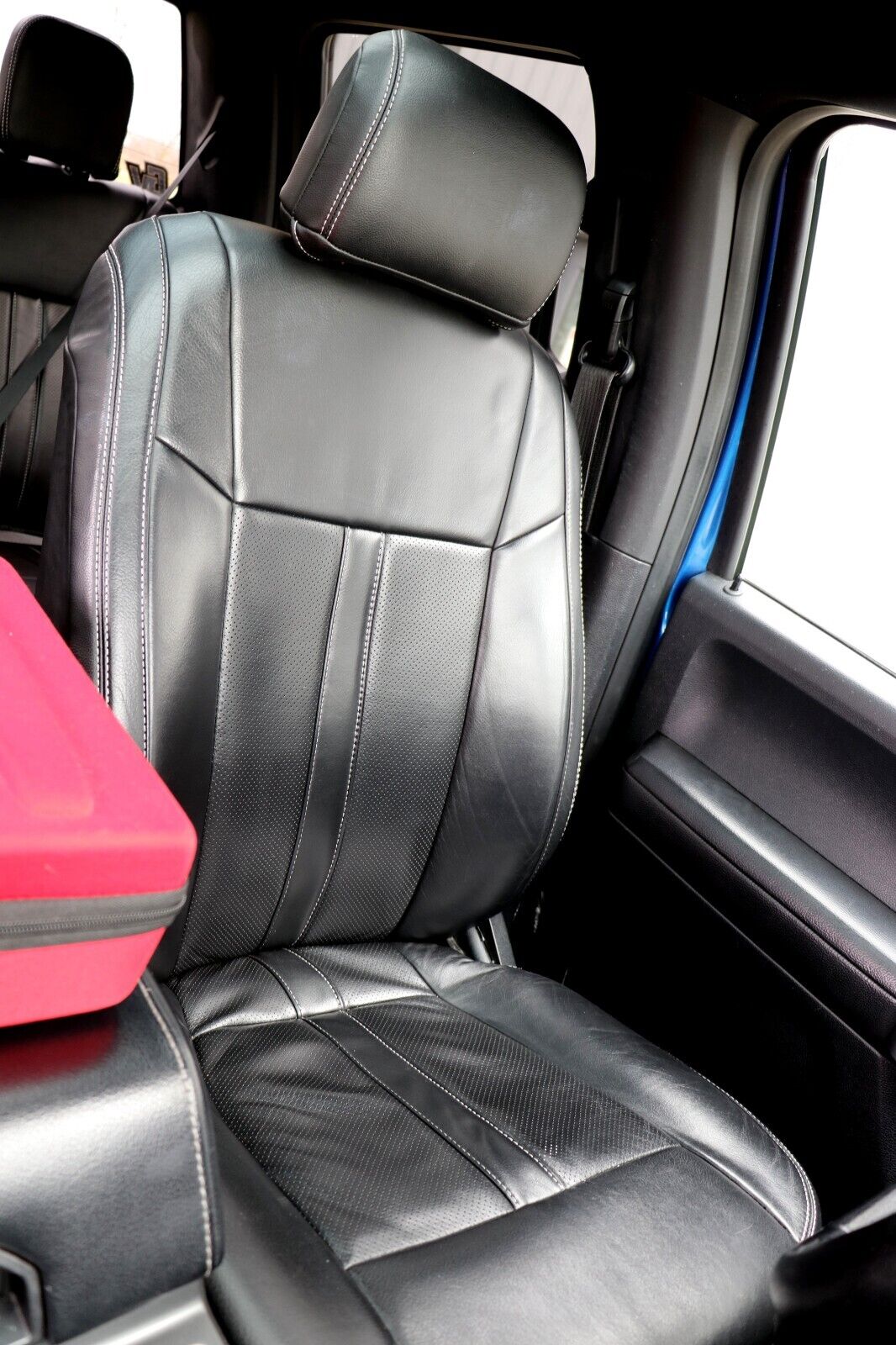 2015-20 Ford F-150 XLT SuperCrew Black Leather Seat Covers Factory Style Upgrade 7