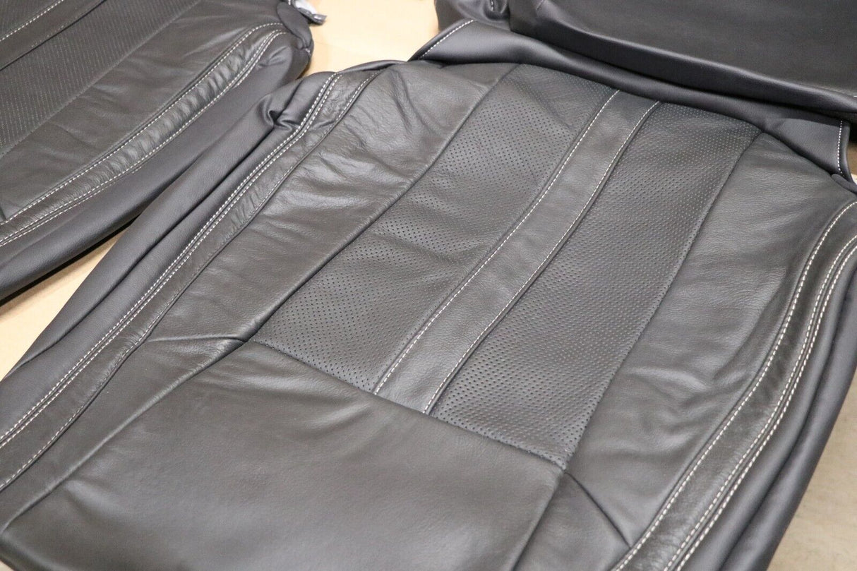 2015-20 Ford F-150 XLT SuperCrew Black Leather Seat Covers Factory Style Upgrade 9