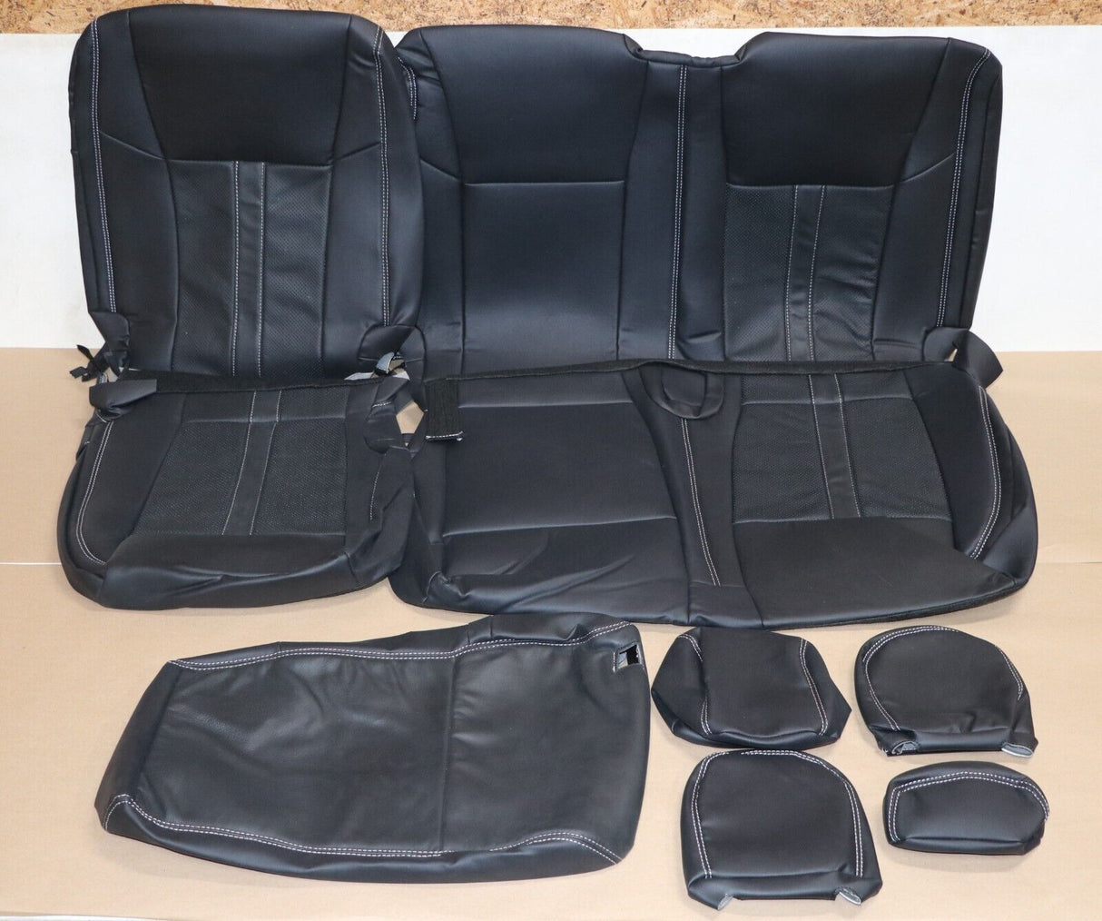 2015-20 Ford F-150 XLT SuperCrew Black Leather Seat Covers Factory Style Upgrade 11