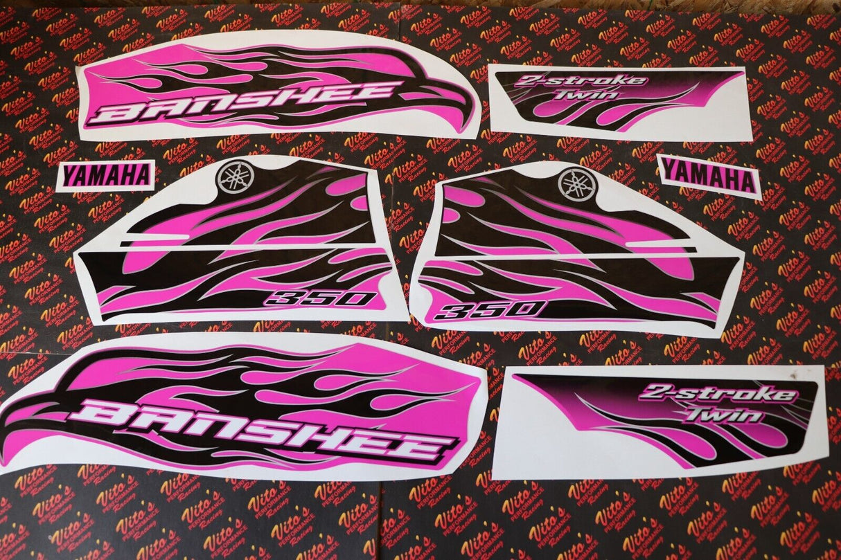 Vito's custom vinyl graphics 14MIL sticker Yamaha Banshee BLACK & PINK 1987-2006 1