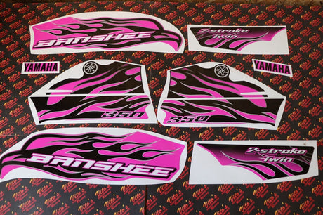 Vito's custom vinyl graphics 14MIL sticker Yamaha Banshee BLACK & PINK 1987-2006 1