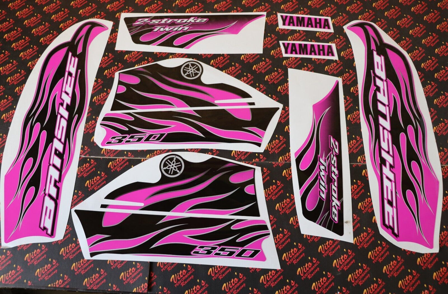 Vito's custom vinyl graphics 14MIL sticker Yamaha Banshee BLACK & PINK 1987-2006 3
