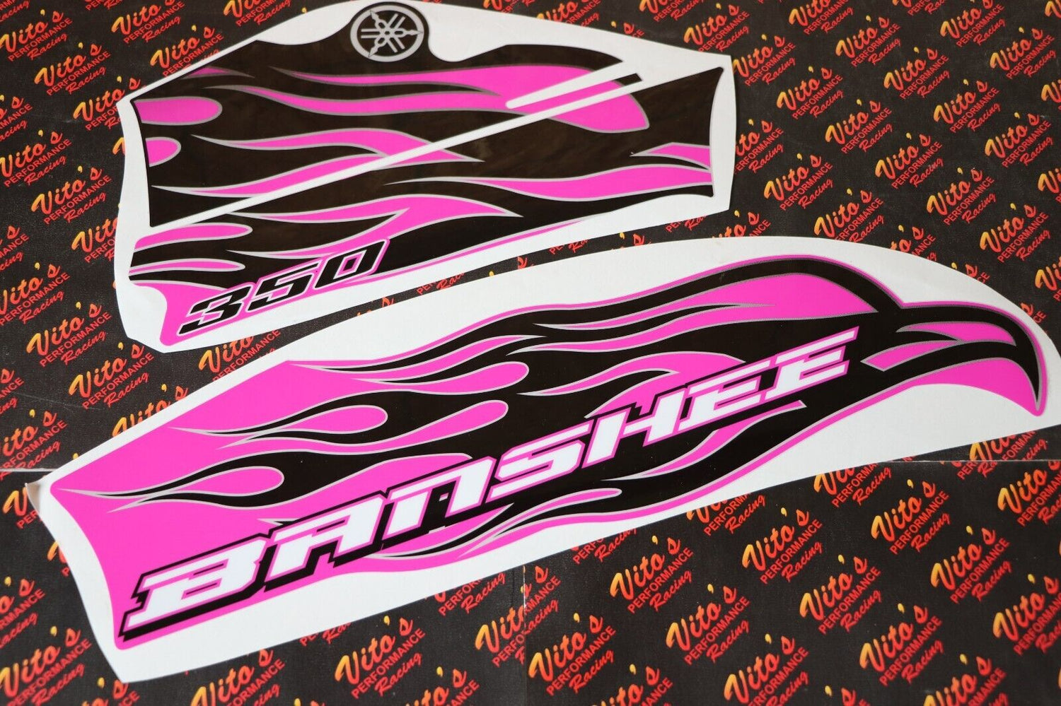 Vito's custom vinyl graphics 14MIL sticker Yamaha Banshee BLACK & PINK 1987-2006 4