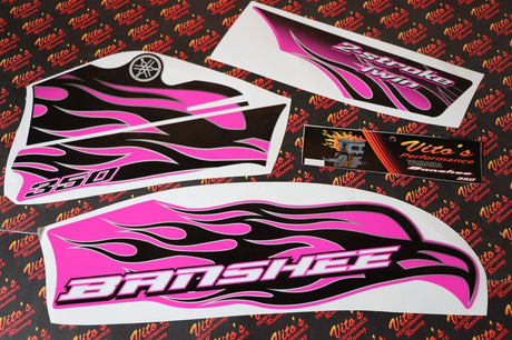 Vito's custom vinyl graphics 14MIL sticker Yamaha Banshee BLACK & PINK 1987-2006 6
