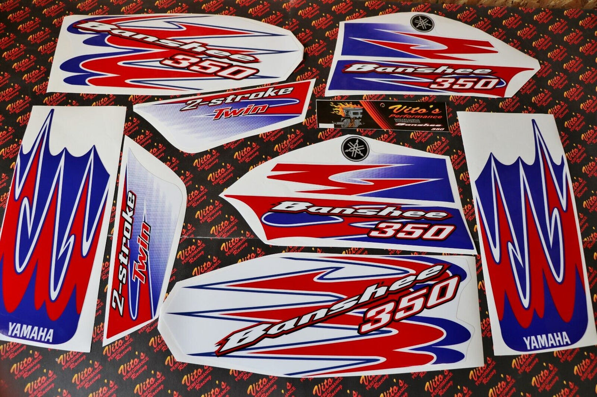 Vito's custom vinyl graphics 14MIL sticker Yamaha Banshee RED WHITE BLUE 2010 1