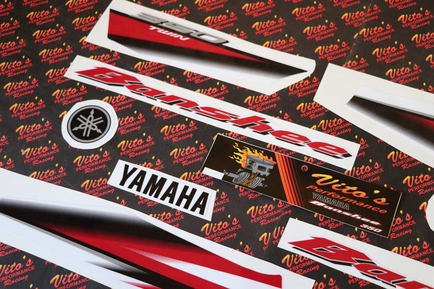 Vito's vinyl decal graphics kit 14MIL sticker Yamaha Banshee RED WHITE 2005 3