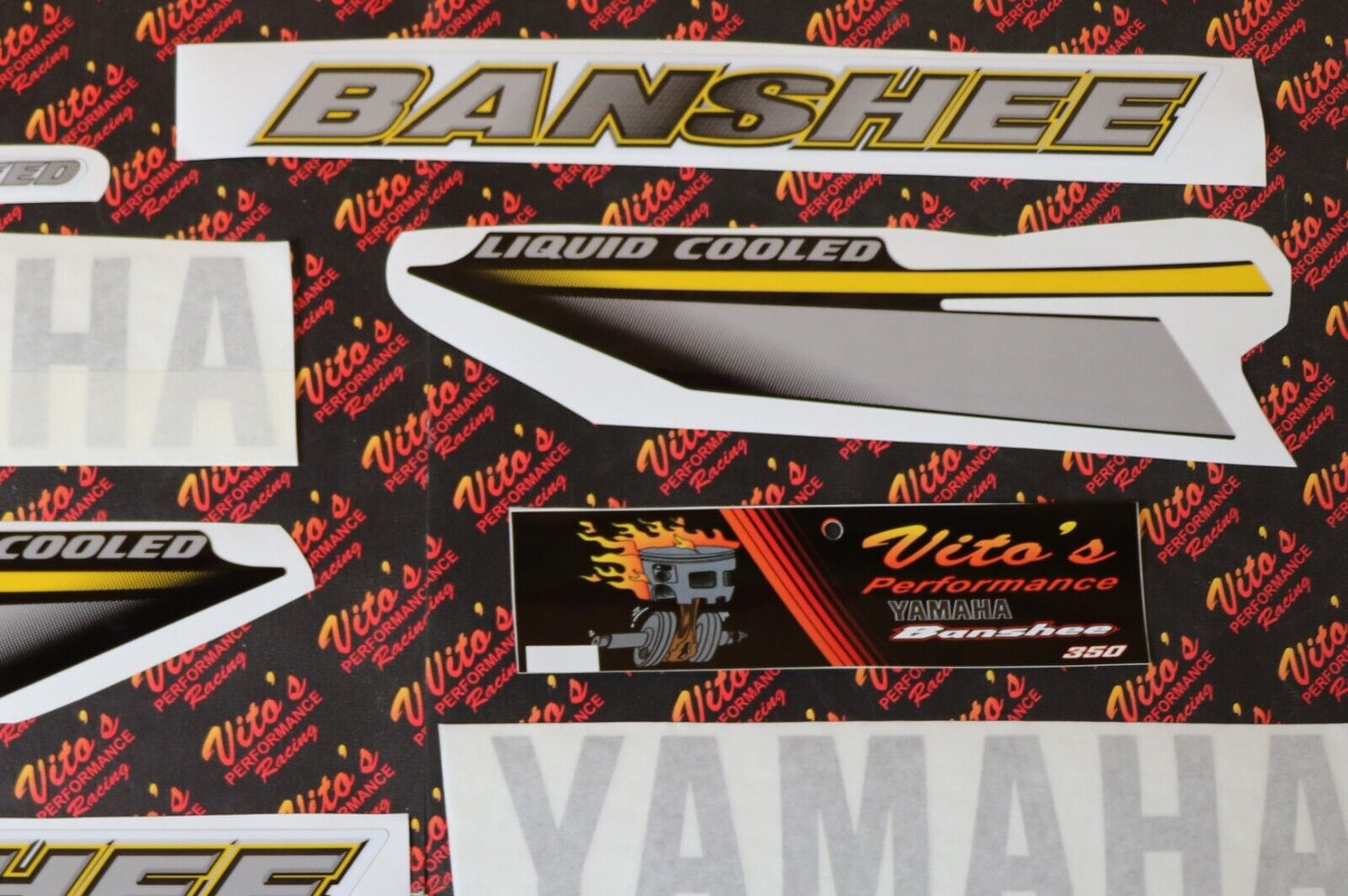 Vito's vinyl decal graphics kit 14MIL sticker Yamaha Banshee SILVER BLACK 2002 2