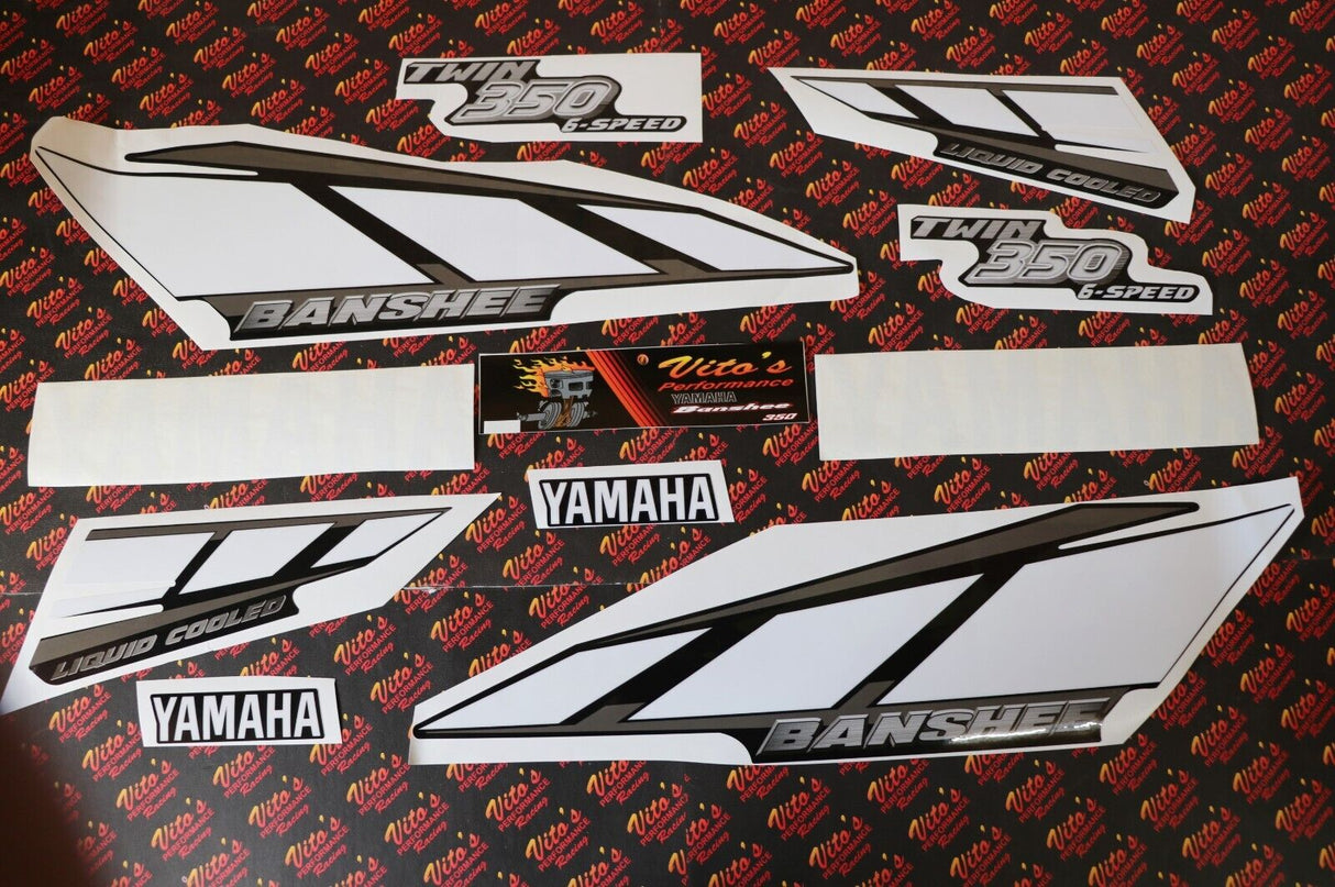 Vito's vinyl decal graphics kit 14MIL sticker Yamaha Banshee BLACK WHITE 2001 1
