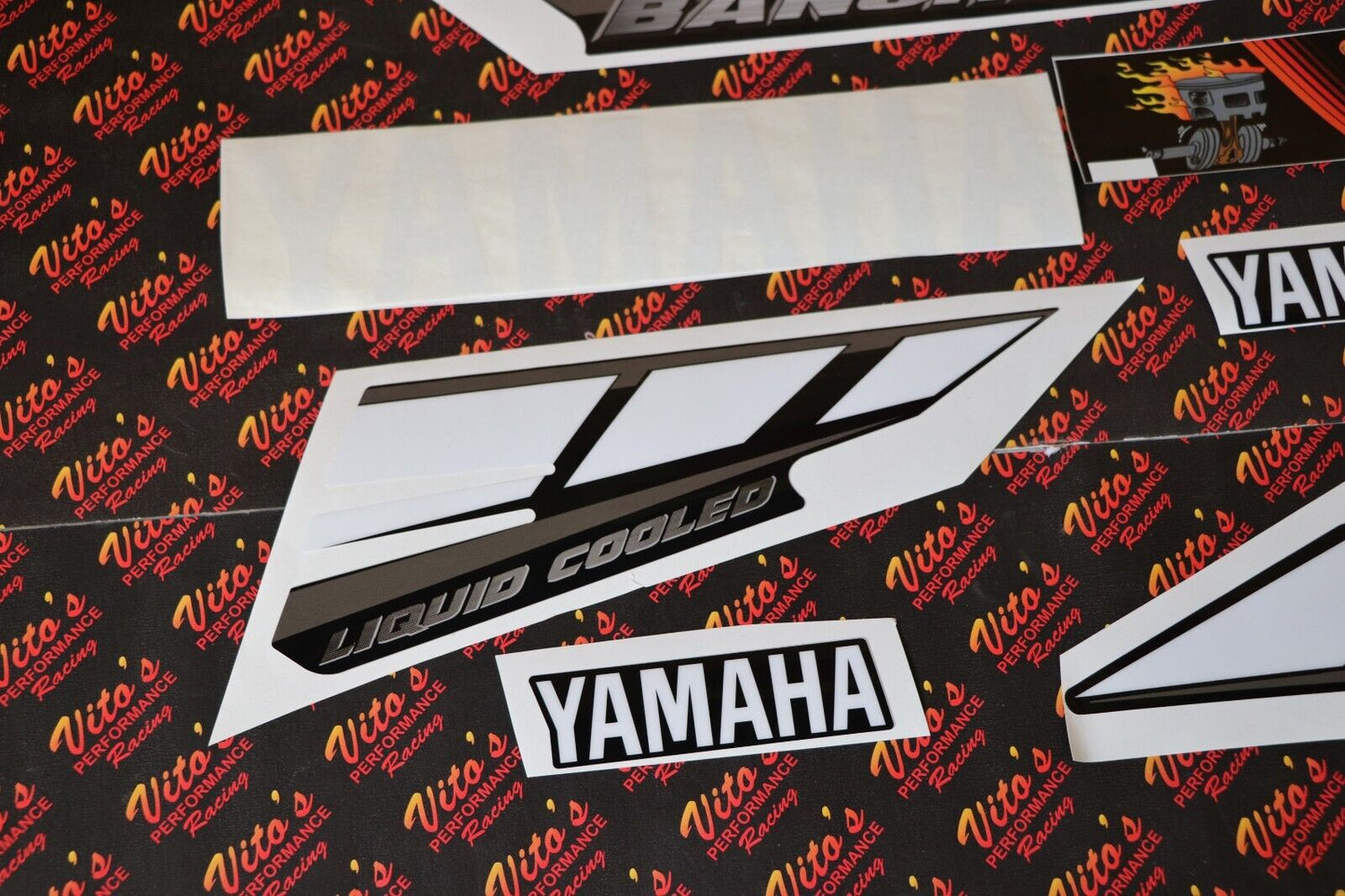 Vito's vinyl decal graphics kit 14MIL sticker Yamaha Banshee BLACK WHITE 2001 2