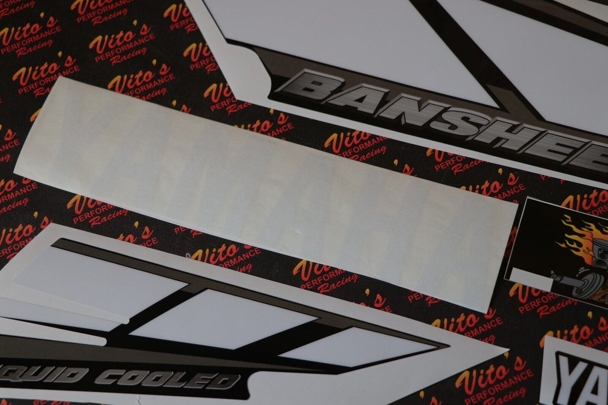 Vito's vinyl decal graphics kit 14MIL sticker Yamaha Banshee BLACK WHITE 2001 3