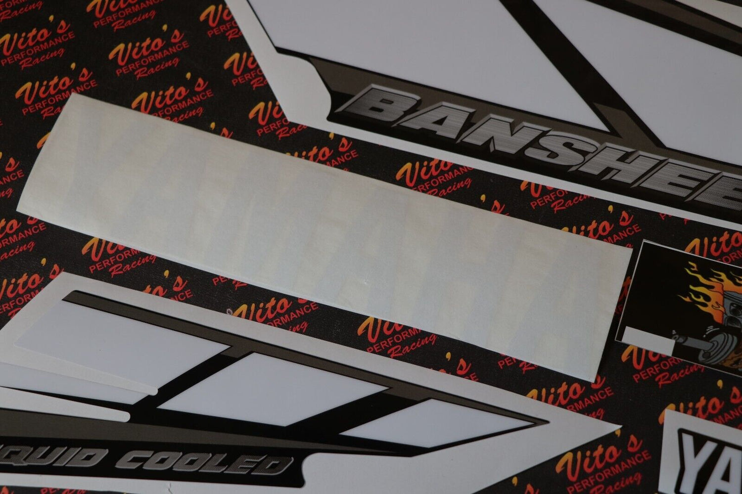 Vito's vinyl decal graphics kit 14MIL sticker Yamaha Banshee BLACK WHITE 2001 3