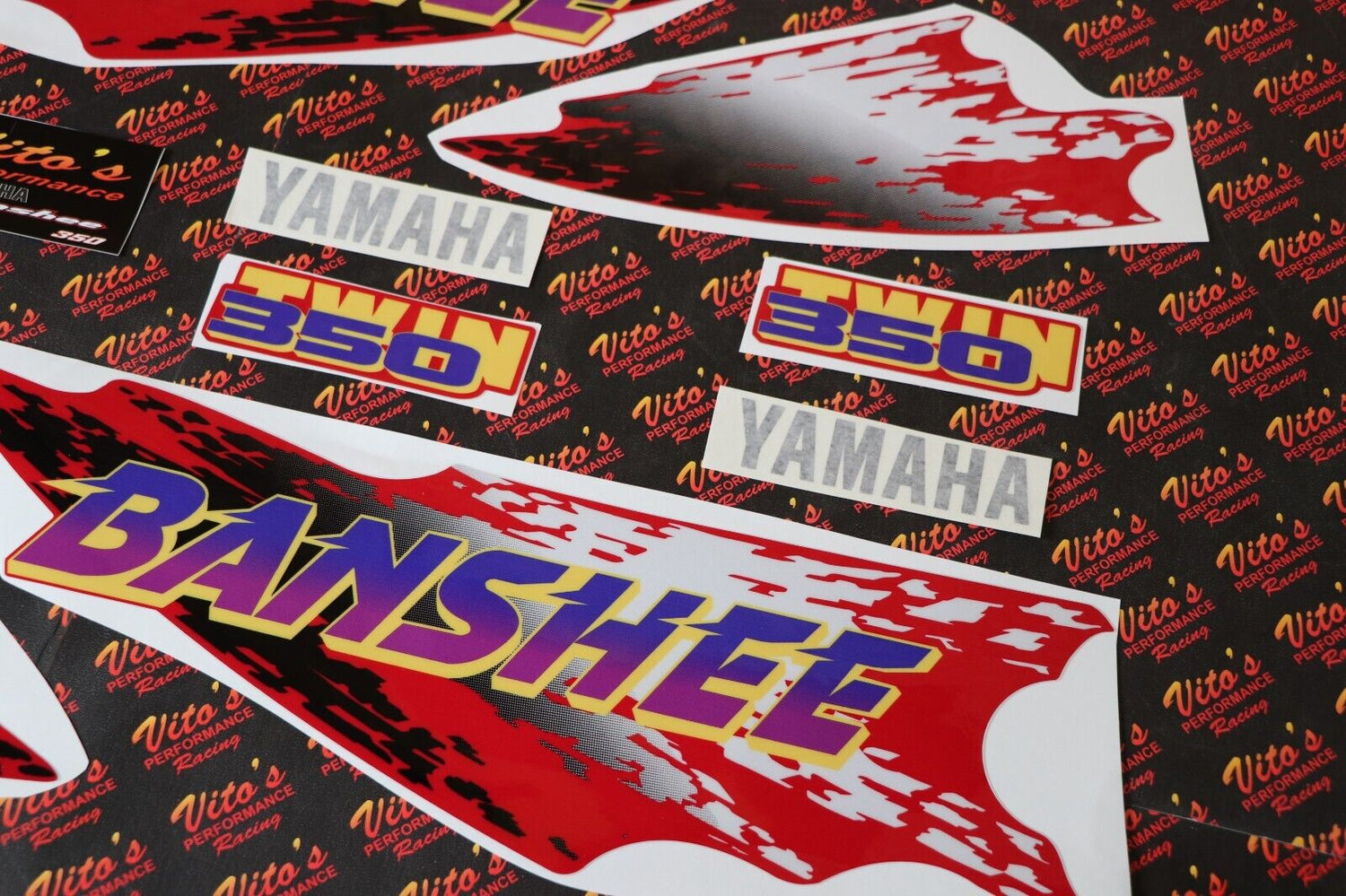 Vito's vinyl decal graphics kit 14MIL sticker Yamaha Banshee RED YELLOW 1996 3