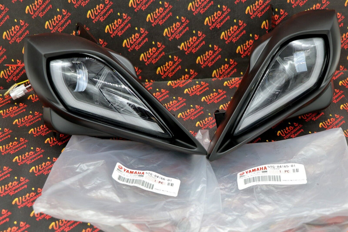 2 x LED Headlights + OEM plastic surround Yamaha YFZ450R Raptor 700 700R YFZ450 3