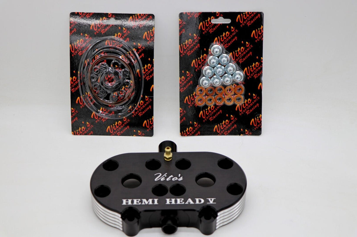 Vito's HEMI HEAD billet aluminum + cool head nuts o-ring kit Banshee 87-06 BLACK 1