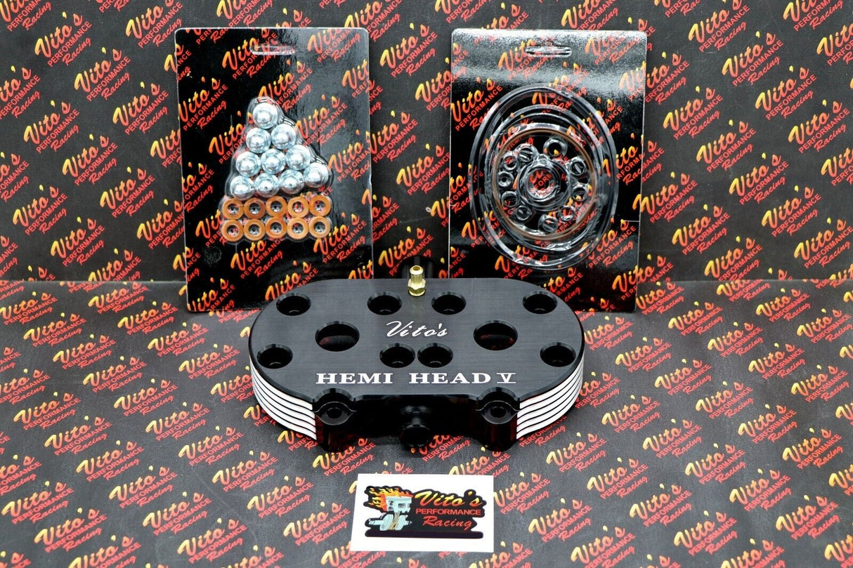 Vito's HEMI HEAD billet aluminum + cool head nuts o-ring kit Banshee 87-06 BLACK 2