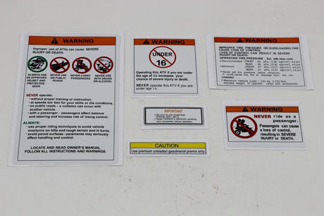 6 piece Yamaha warning decals stickers labels Raptor Blaster BANSHEE 1