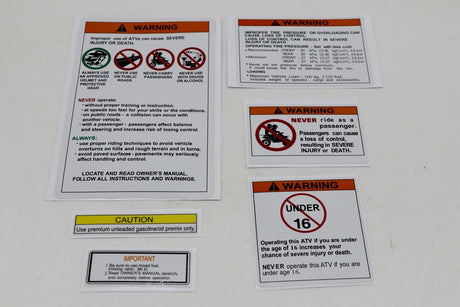 6 piece Yamaha warning decals stickers labels Raptor Blaster BANSHEE 2