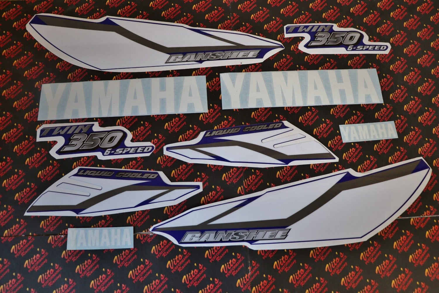 Vito's vinyl decal graphics kit 14MIL sticker Yamaha Banshee BLUE WHITE 2002 1