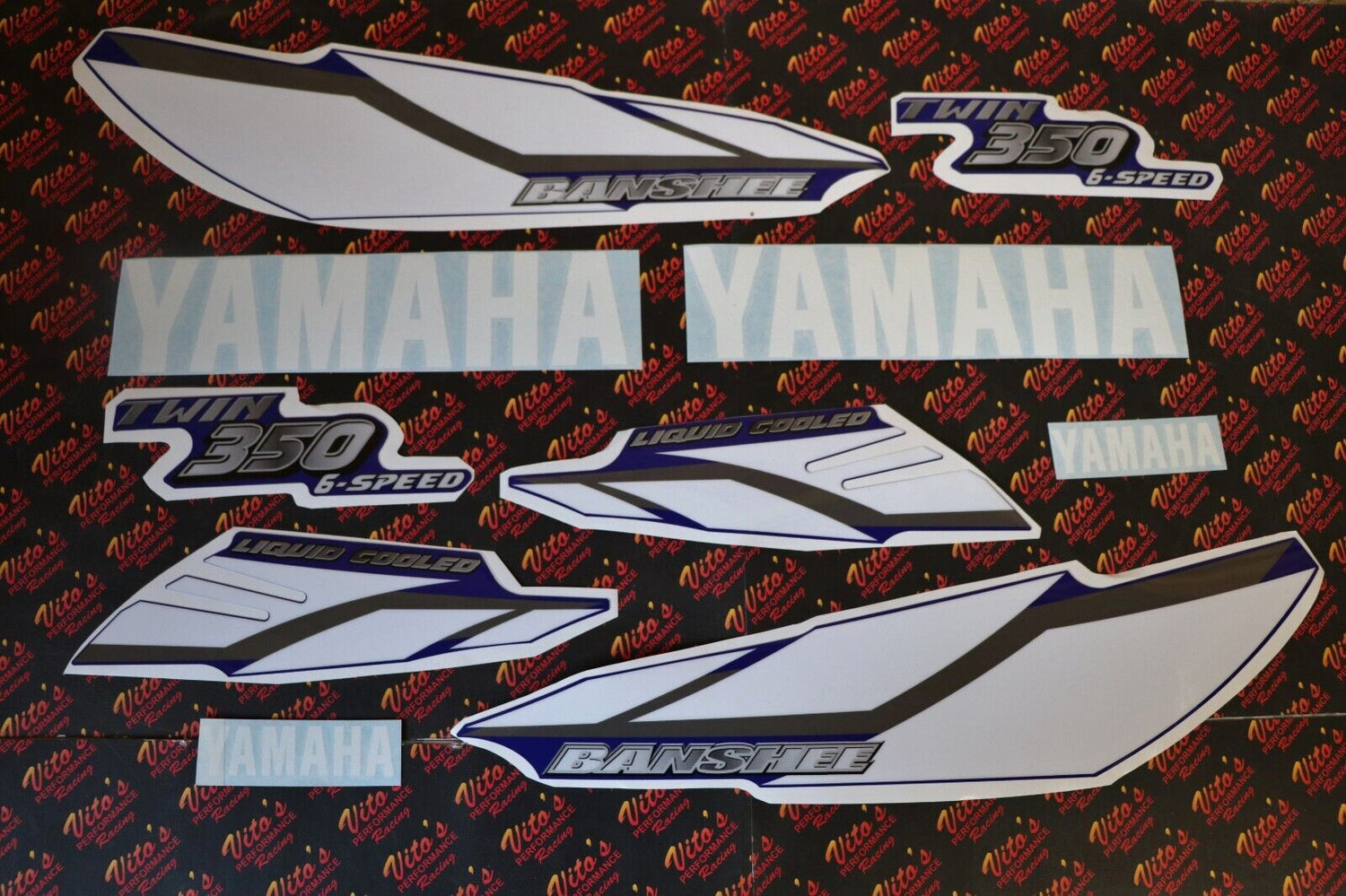 Vito's vinyl decal graphics kit 14MIL sticker Yamaha Banshee BLUE WHITE 2002 2