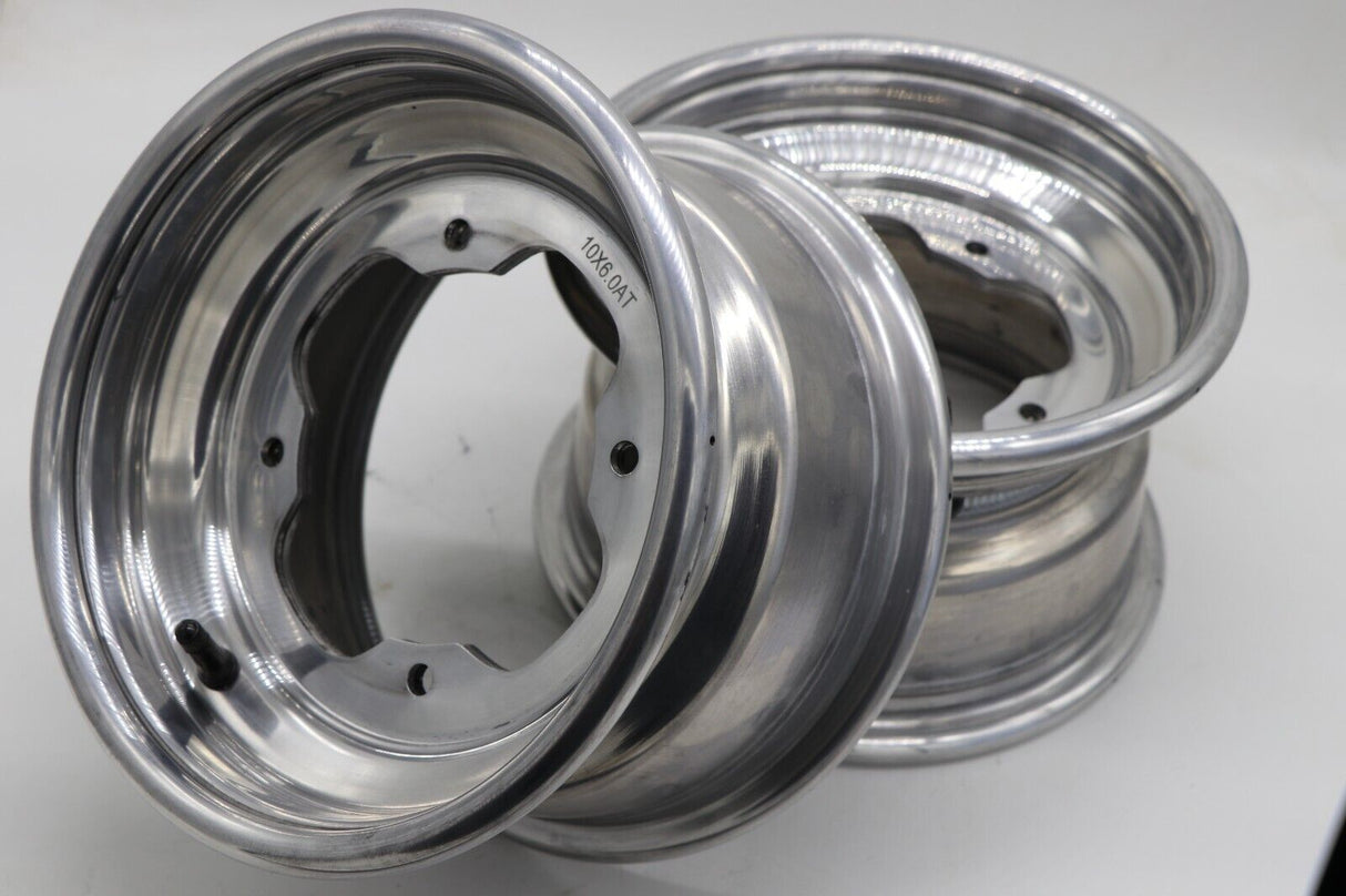 2 x 10" front aluminum wheels rims 4x156 Yamaha Banshee Raptor YFZ450r POLISHED 1