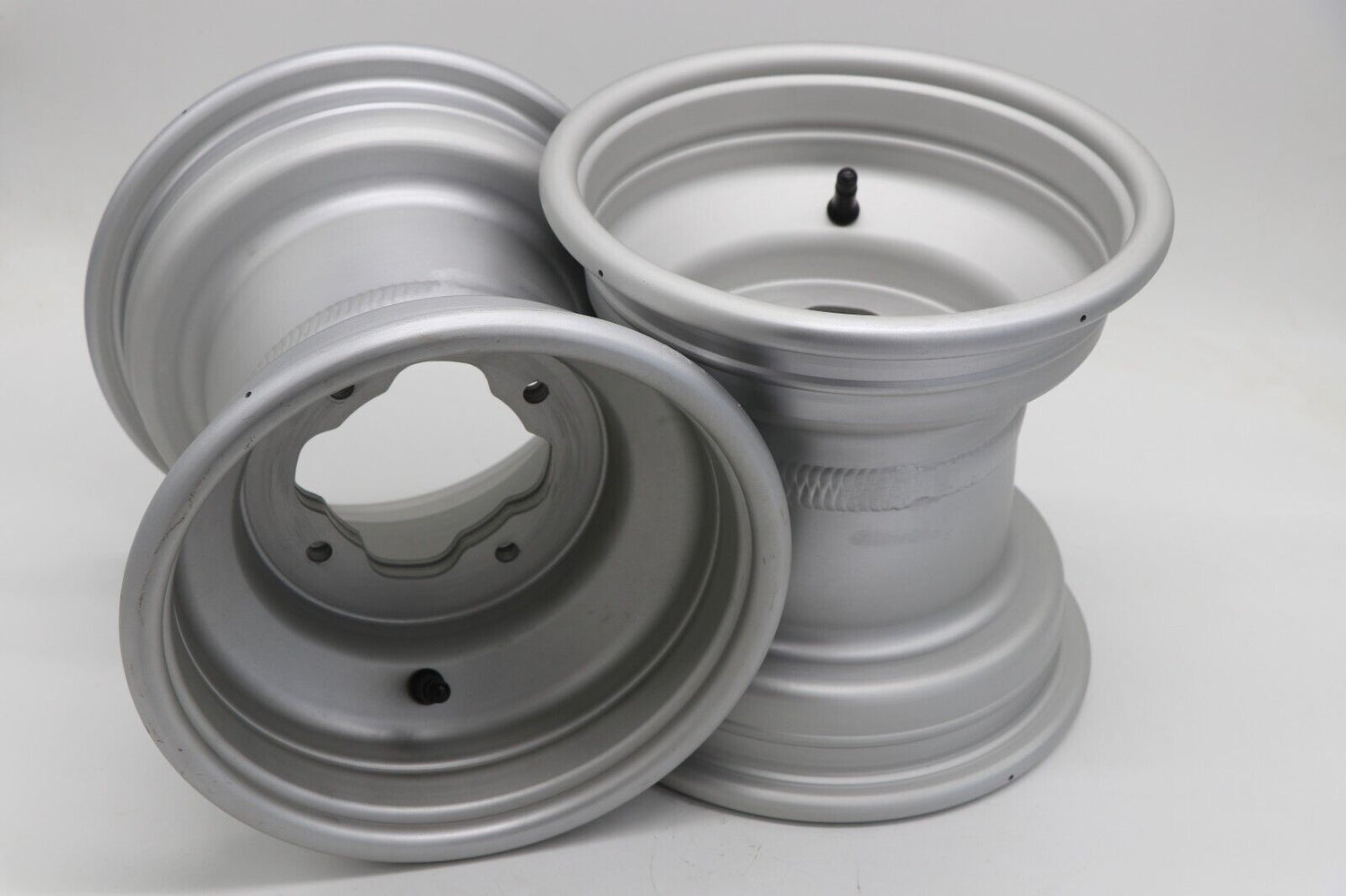 2 x 9" rear aluminum wheels rims 4x115 Yamaha Banshee Raptor 700 YFZ450r SILVER 2