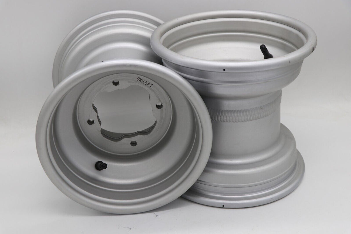 2 x 9" rear aluminum wheels rims 4x115 Yamaha Banshee Raptor 700 YFZ450r SILVER 3