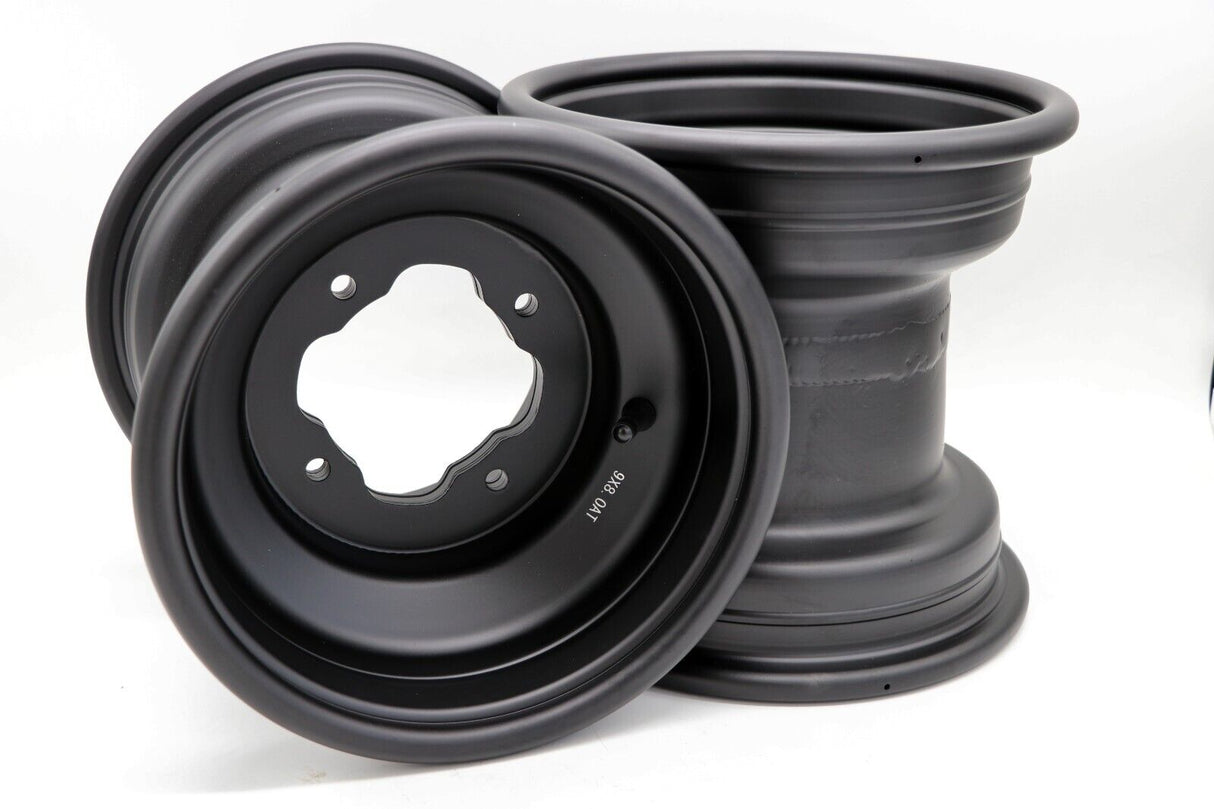 2 x 9" rear aluminum wheels rims 4x115 Yamaha Banshee Raptor 700 YFZ450r BLACK 2