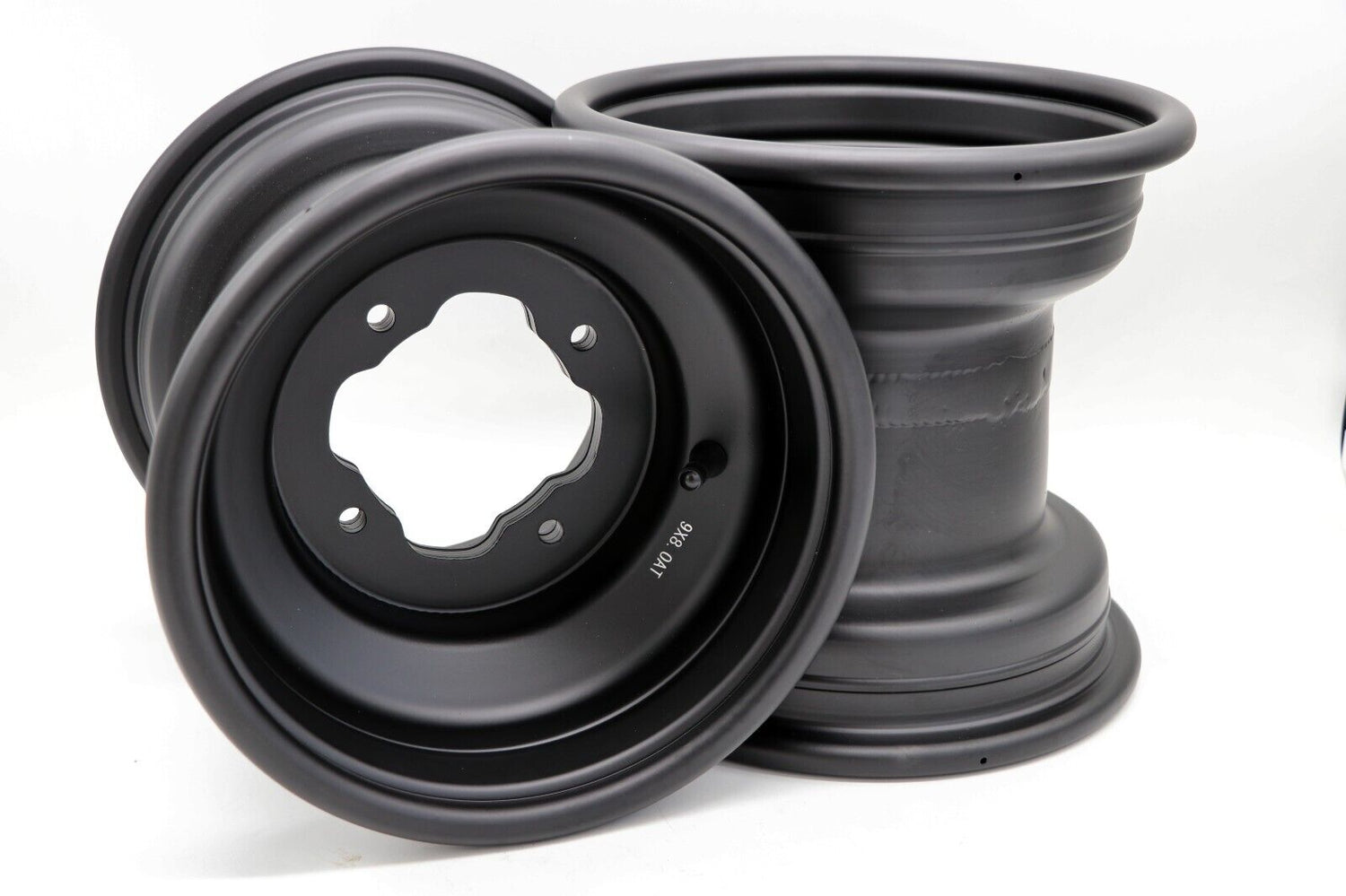 2 x 9" rear aluminum wheels rims 4x115 Yamaha Banshee Raptor 700 YFZ450r BLACK 2