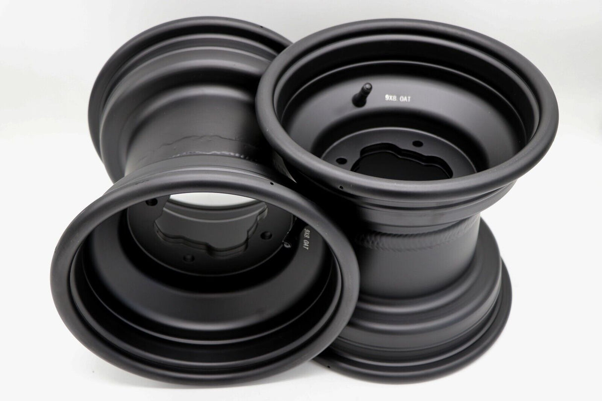 2 x 9" rear aluminum wheels rims 4x115 Yamaha Banshee Raptor 700 YFZ450r BLACK 3