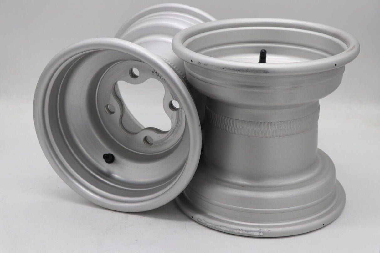 2 x 9" rear aluminum wheels rims 4x110 HONDA 450r 400EX 300EX TRX250r SILVER 2