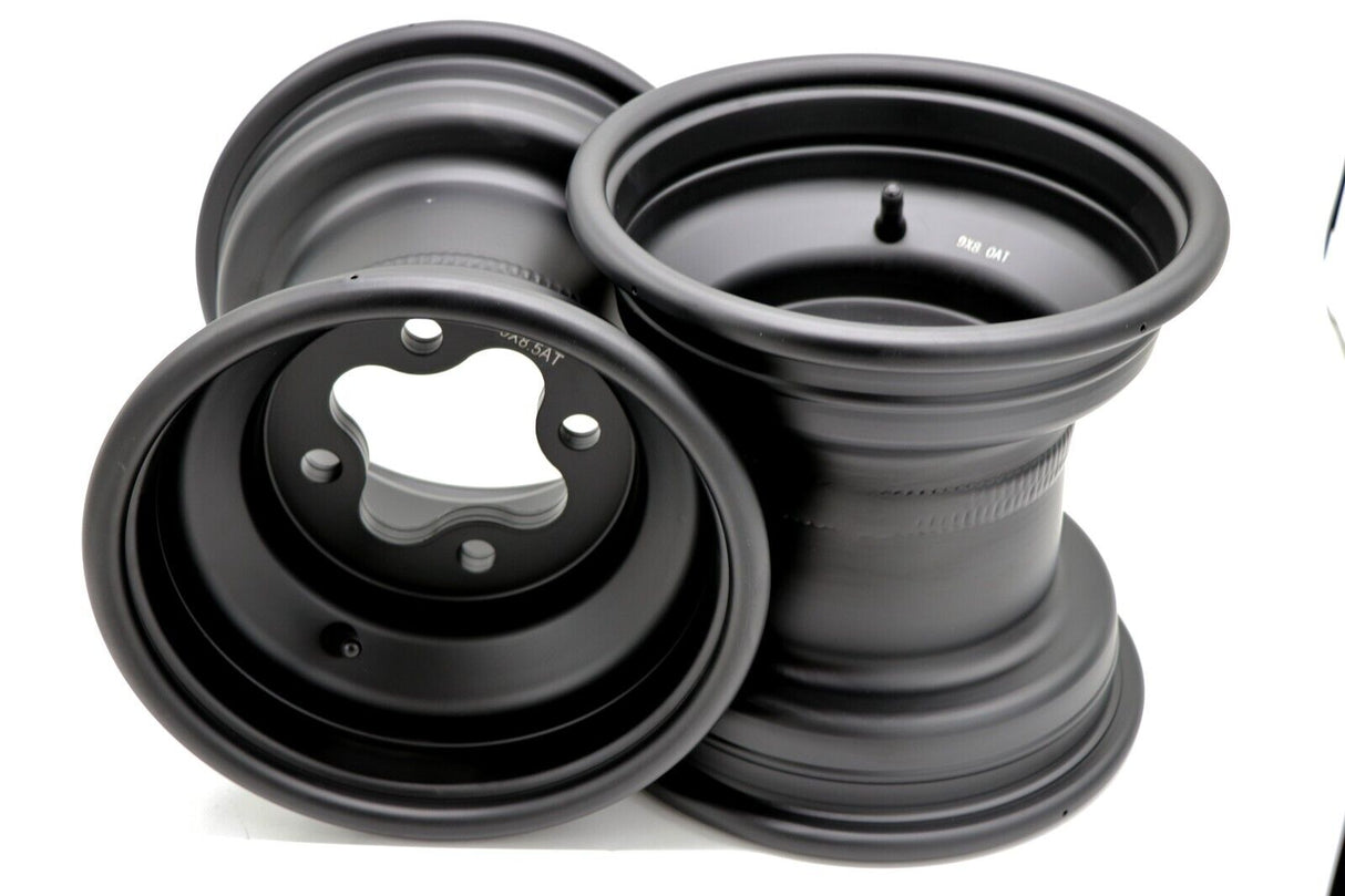 2 x 9" rear aluminum wheels rims 4x110 HONDA 450r 400EX 300EX TRX250r BLACK 1