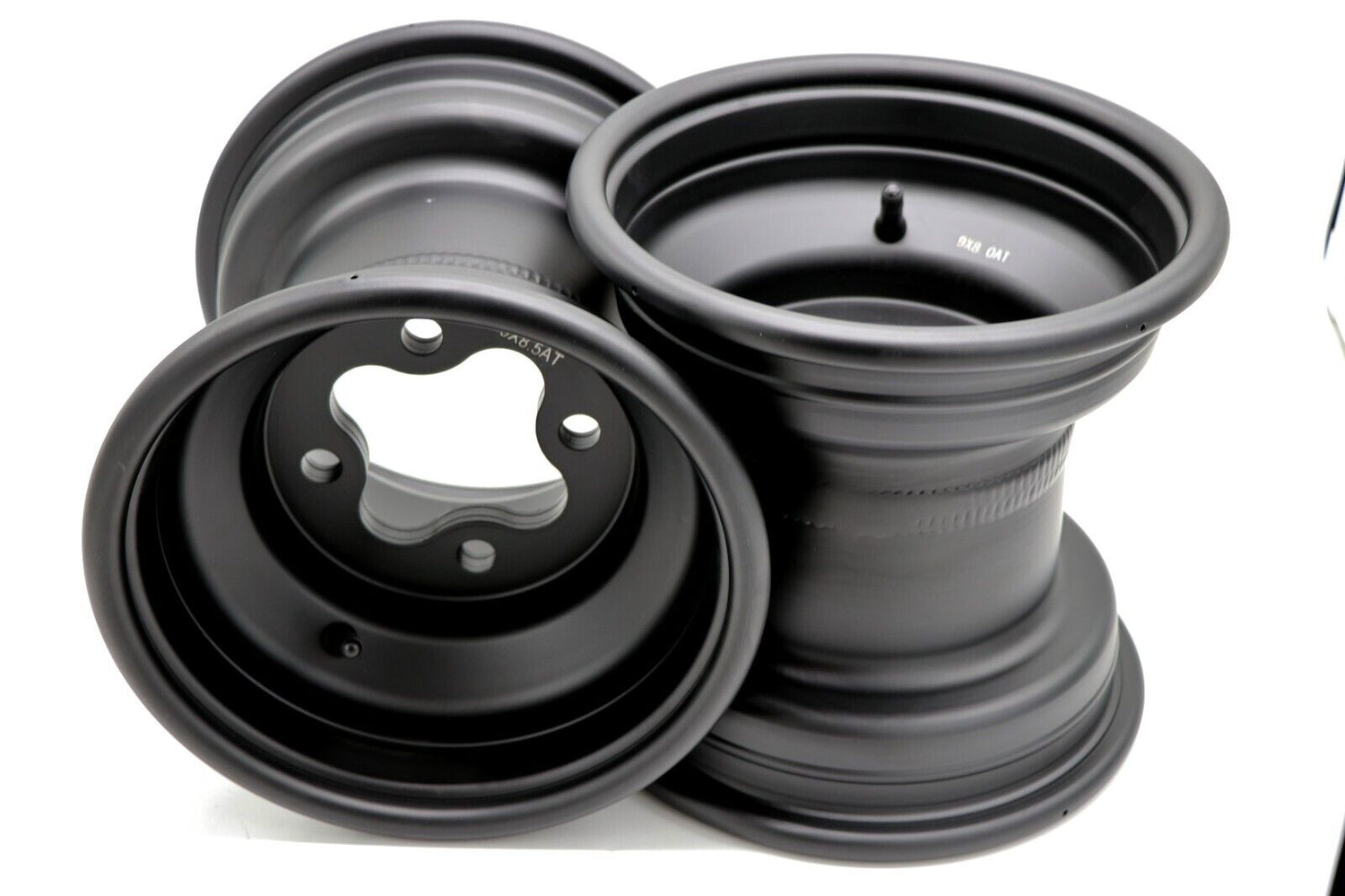 2 x 9" rear aluminum wheels rims 4x110 HONDA 450r 400EX 300EX TRX250r BLACK 1