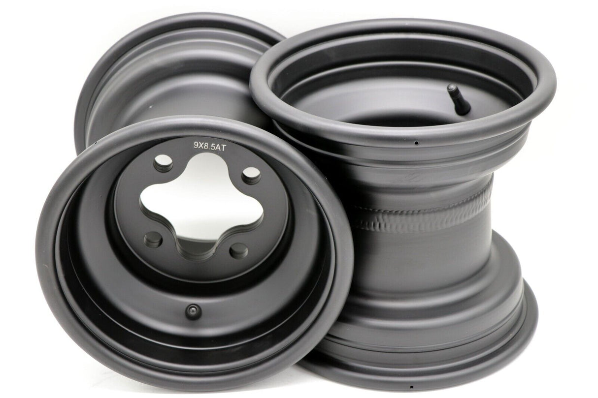 2 x 9" rear aluminum wheels rims 4x110 HONDA 450r 400EX 300EX TRX250r BLACK 6