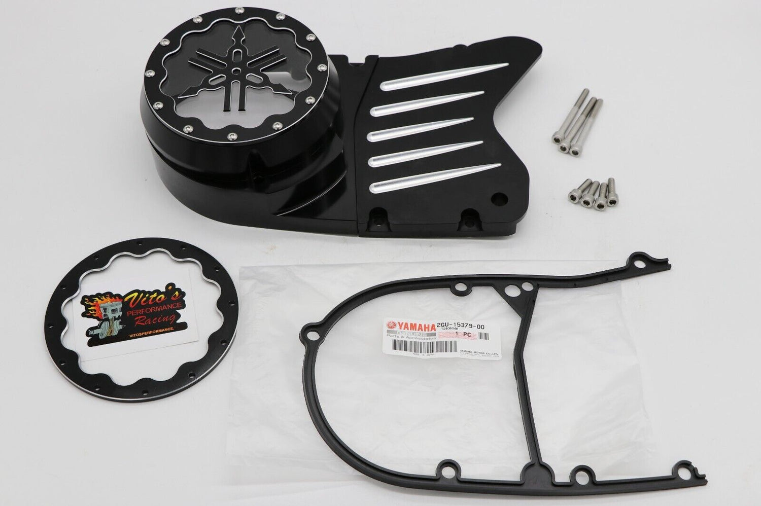 Billet aluminum stator cover clear window + 2 inserts for Yamaha Banshee BLACK 1