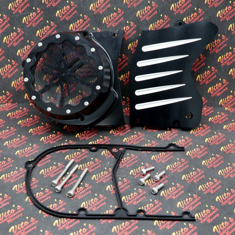 Billet aluminum stator cover clear window + 2 inserts for Yamaha Banshee BLACK 5